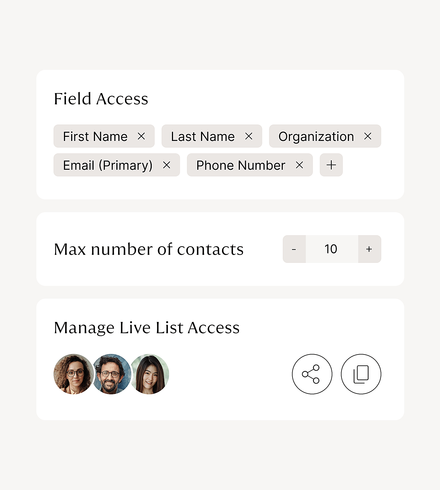 Managing live list access settings in zkipster Audience