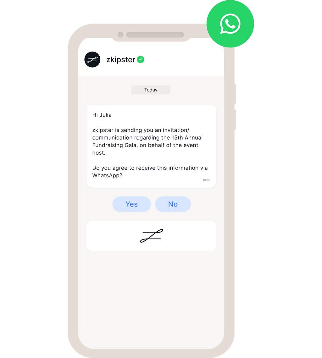 zkipster consent and data privacy screenshot