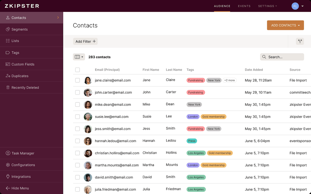 zkipster Audience screenshot